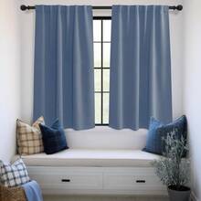 Local Delivery Black Blackout Curtains 63 Inch Length, Room Darkening Thermal Insulated Noise-Reducing Black Out Curtains For Bedroom Living Room Windows, Back Tab Rod Pocket, W52 X L63 Inches, 2 Panels - Stone Blue - 查看 7