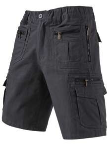 Shorts For Men Men's Multi-Zipper Pocket Shorts Shorts Mid-Length Pants Belt Black Sports Pants Casual Pants Loose Overalls Suitable For Sports Hiking, Running And Playing Ball Jorts - 灰色 - 查看 2