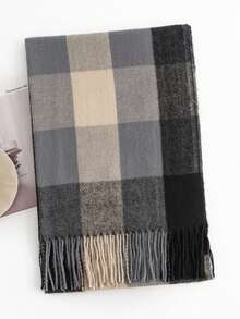 1 pieza Bufanda de mujer de estilo a cuadros, nueva bufanda cálida y dulce/envolvente para el cuello, adecuada para otoño/invierno, gran regalo para mujeres y estudiantes hombres para vestir