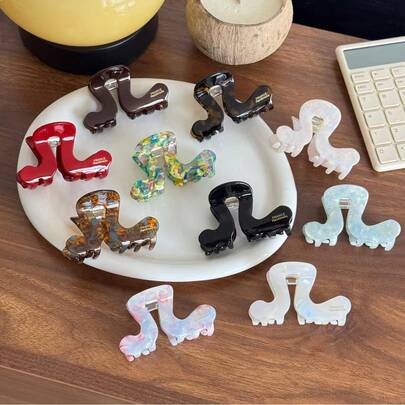 Pince à cheveux géométrique en acrylique style coréen, taille moyenne, clip à queue de cheval simple, accessoire capillaire polyvalent pour tous les jours