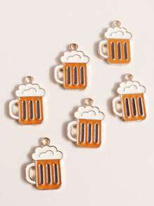 paquete de 10 llaveros con colgante de esmalte con forma de cerveza, accesorios DIY