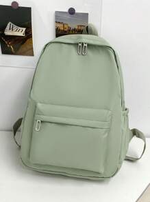 Simple Solid Color Versatile Large Capacity Student B Ackpack Back To School Bookbag