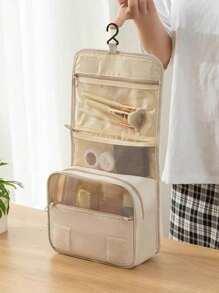 1pc Large Capacity Hanging Travel Toiletry Bag, Waterproof Makeup Organizer Bag, Portable Bathroom Cosmetic Storage Pouch, Suitable For Men, Women, Students, Travel, Shaving Sets, Waterproof Makeup Bag, Bathroom Shower & Grooming Kit, Beach Vacation, Holiday Beach, Bathroom Storage, Bedroom Storage, Father's Day Gift