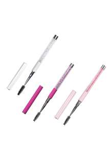 1 pièce/2 pièces/3 pièces Brosse à cils décorée de strass de haute qualité avec capuchon, recourbe-cils portable et outil de toilettage des sourcils