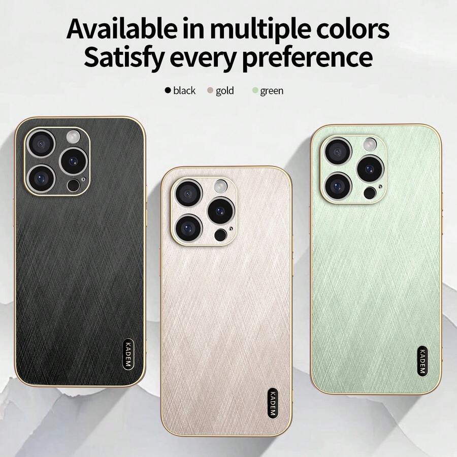 غطاء هاتف فاخر من جلد أصلي خالص مطلي بالذهب، حافة مصنوعة من مادة التي بي يو، قوي ومقاوم للخدش، فتحة كاميرا دقيقة، تركيب سلس، متوافق مع العديد من علامات الهواتف