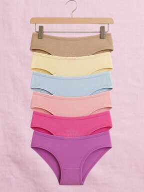 Calcinha Infantil Cotton Kit 6 Peças Lisas
