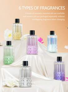 Máquina de aromaterapia con temporizador para uso doméstico, mini difusor de aceites esenciales de aromaterapia de ABS silencioso para el dormitorio, recargable, montado en la pared, automático para desodorizar el baño, ambientador eléctrico para oficina y coche, 5 modos de funcionamiento, 6 aceites esenciales con luces de ambiente de colores.