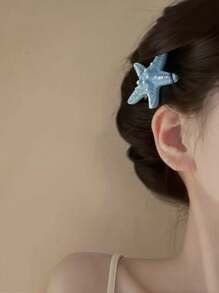 1 Stück Strandurlaubsfrisur Meerjungfrau Prinzessin Muschel & Seestern Haarclip, realistischer Seestern Haarspange, Klammer Seitenpony Haaraccessoire, Urlaubsstil Haarclip für Mädchen