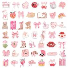 50pcs Pink Cartoon Y2K Aesthetic Stickers, Cute Animal Vinyl Waterproof Retro Stickers For Laptop, Phone, Car, Skateboard, Water Bottle, Scrapbook, Computer, Diary - B - View 2
