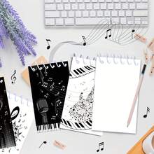 8 件套音乐符号迷你螺旋记事本 - 波西米亚风格，黑白设计，带有钢琴、吉他、麦克风等，非常适合生日派对用品和创意项目学校用品，返校 - 彩色 - 查看 4