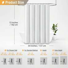 Stall Fabric Shower Curtain - 54x72 Inches Boho Linen Weighted Striped Shower Curtain Set With 10 Hooks, Narrow Rustic Modern Farmhouse Neutral Thick Cloth Shower Curtains For Bathroom - White - Greyish White - 查看 8