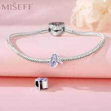 MISEFF 1 Pc Genuine S925 Sterling Silver Bead Flower Iris Beads For Original Bracelet Necklace DIY Jewelry Making Fit Birthday Gifts For Women Valentine's Day Present