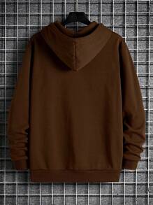 Men's Solid Color Drop Shoulder Long Sleeve Drawstring Pocket Casual Hoodie, Autumn/Winter,Back To School