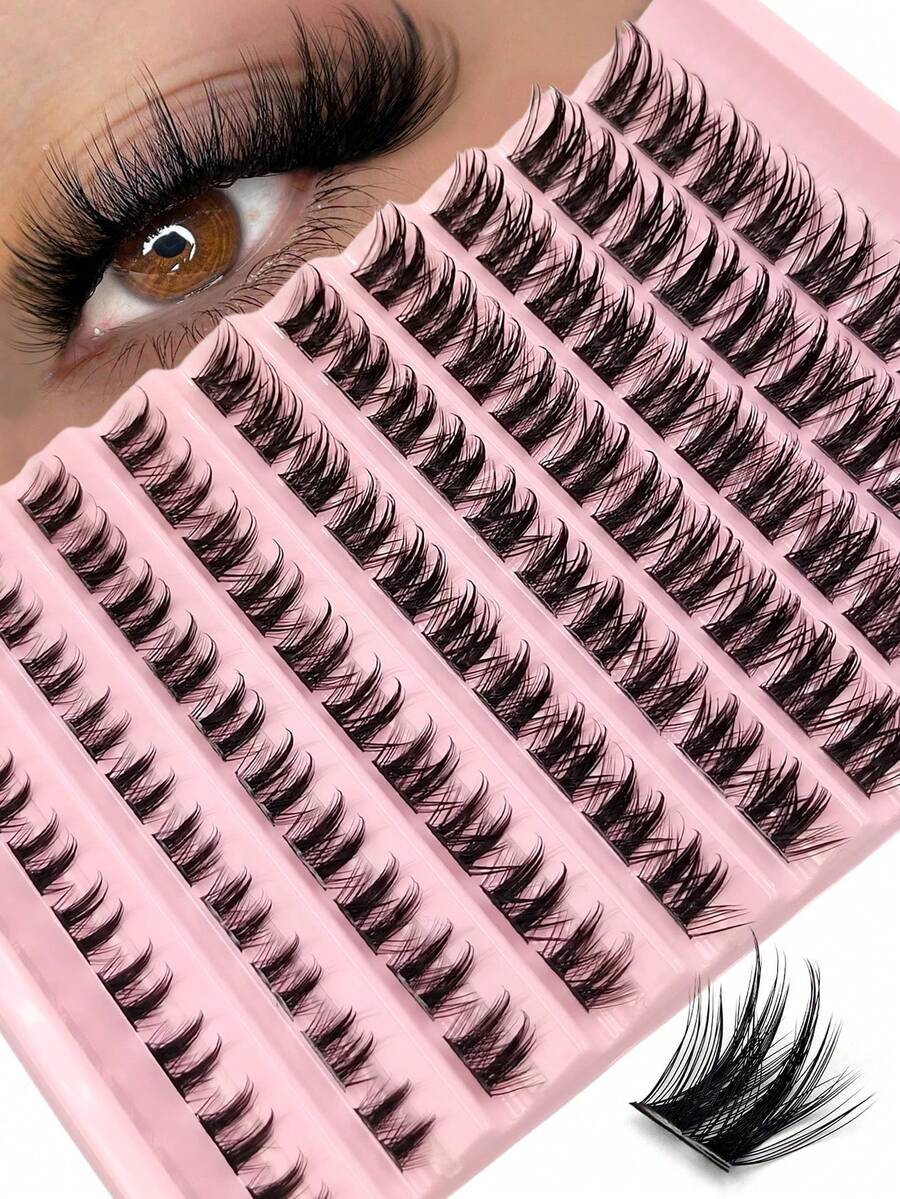 Asiteo 100 sợi mi giả D-Curl, kiểu dáng tự nhiên, độ dài hỗn hợp 8-16mm, mềm mại và bông xốp, mỏng như lông chồn, phù hợp cho người mới bắt đầu tự trang điểm mắt tại nhà. - màu đen - Xem 1