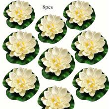 12/8 Stücke künstliche schwimmende Lotus Blumen - realistische weiße & grüne Plastik Lotus Blumen für Heim Dekoration, Aquarium, Hochzeiten, Weihnachten, Valentinstag - ohne Stromversorgung, ohne Behälter, künstliche Outdoor Blumen