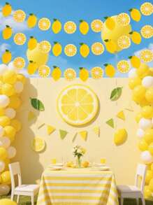 4 piezas de Guirnalda de limón degradado, Pancarta de limón para decoración, Decoraciones de limón para fiesta de cumpleaños, Decoraciones para puesto de limonada, Fondo para picnic de verano interior y exterior