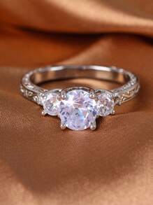 1pc Elegant Zirconia Ring, Luxury Women's Engagement & Proposal Ring, Exquisite Accessory