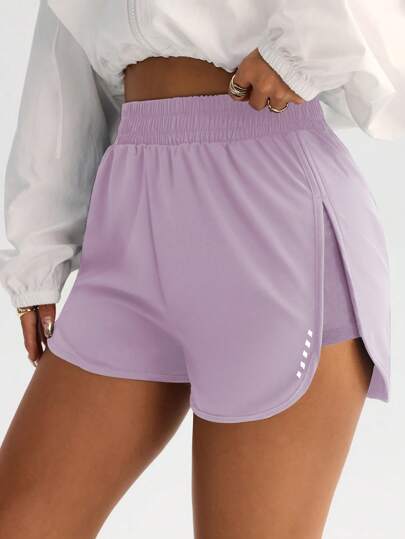 FWH Pantaloncini attivi essenziali con design a spacco laterale per snellire cosce e addome, adatti per palestra e strada, in tessuto elastico a 4 vie per piena mobilità, vita alta con spacco laterale sexy, stile da palestra a strada, design in vita alta snellente, dettagli di spacco laterale valorizzanti, perfetti per yoga e passeggiate in città, pantaloncini corti attivi con effetto modellante, pantaloncini da allenamento essenziali