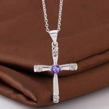 Classic Charms 925 Sterling Silver Cross Pendant Crystal Necklace For Women Christmas Gifts Luxur Party Wedding Jewelry