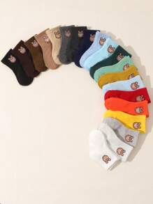 10 Pairs Baby Random Candy Color Teddy Bear Mid-Calf Socks