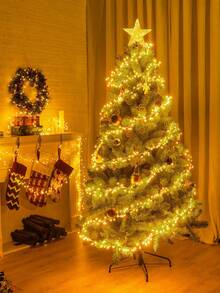 10ft Battery Operated Fairy String Lights, Waterproof Silver Wire Fairy Lights, 10ft 100pcs LED Firecracker Starry Lights, Suitable For DIY Wreaths, Home Wedding Party, Bedroom, Mason Jars, Holiday Christmas Decoration, Indoor And Outdoor Christmas Decoration, Halloween Garden Decoration, Autumn Decoration, Harvest Festival Decoration, Room Decoration, Bedroom Decoration, Warm White Light. - Warm Color - View 5