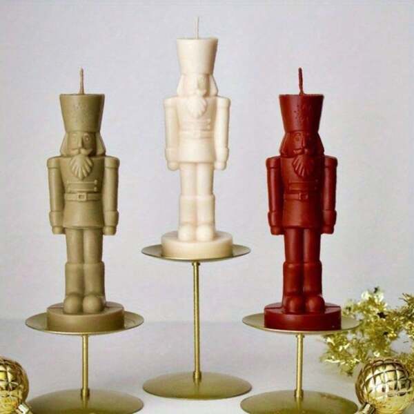 Nutcracker Soldier Christmas Candle Silicone Mold, Silicone Mold For Wax Candle, Soap, Christmas Crafts, Full Of Christmas Atmosphere