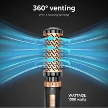 3 合 1 热风旋转刷套装、离子吹风机、黑色和金色