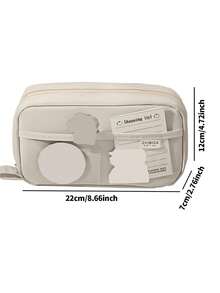 1个极简火山造型扁平180度旋转笔袋，透明大容量文具收纳盒，拉链多层分类收纳桌面立式文具袋，适合收纳铅笔、橡皮、笔记本、胶带、尺子等各种文具。适用于学校/办公室/男女生/上班族/返校礼物。附赠一本A7笔记本和五支笔。返校季，学习用品，笔袋，铅笔盒，书包