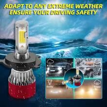 2 件 200W 超亮 LED 汽车前灯 - 6000K 白色 Canbus 无错误，远光/近光带冷却风扇，即插即用 H1/H4/H7/H11/H13/9005/9006/9007（兼容卡车、SUV） - 紅色 - 查看 5