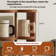 简约竹制九格桌面杯架收纳架中世纪风格家庭办公桌面多层储物架厨房用品家用收纳架 - 彩色 - 查看 3