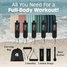 Retrospec Train Resistance Bands Set 5pc Workout Bands W Handles Door Anchor Carry Bag For Women Men - Smoothie - View 2