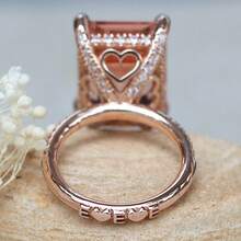 1PC Luxury Women's Fashion Zirconia Ring Bride Wedding Band Engagement Party Birthday Anniversary Christmas Gifts For Women Girlfriend Fine Jewelry US Size 5-11# - Hoa hồng vàng - Xem 2