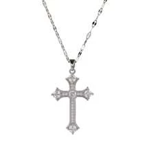 1pc Zirconia Inlaid Cross Pendant Necklace Suitable For Men And Women Perfect Decor For Cool Friends Unisex Jewelry