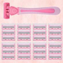 Pink Six Layer Blade, Multifunctional Scraper, Women's Shaver, Shaving Blade, Shaving Blade, Anti Scratch Men's Manual Shaver, Stainless Steel Blade, Shaving Tool, Shaver, Shaver, Beard Blade