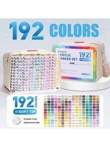 Languo 240/192/96 Colors Straight Liquid Soft-Bristled Acrylic Marker Pen, Student Art Professional Painting And Drawing Filling Color Brush, Diy Graffiti Painting Character Skin Color Pen, Skin Beauty Pen, Waterproof And Stackable Color Acrylic Marker Pen That Can Paint Wood/Stone/Glass , Back To School Gifts