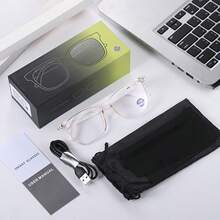 Smart Audio Glasses -  Magnetic Charging, Voice Assistant, 5.4 Wireless Audio Mic, Remote Control Photography, Open Headphone Design, Suitable For Women, Great For Gaming And Working, Gaming Accessories | Modern Eyewear | Wireless Audio Glasses - 白色框+變色鏡片 - 查看 11