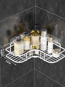 Corner Shower Caddy Bathroom Organizer Shower Shelf With Hooks, Adhesive Shower Shelves, Wall Mounted Shampoo Holder, 1 Pack Shower Racks For Inside Shower, Black