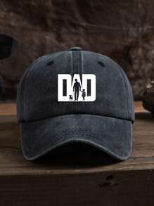1 Stück Herren Outdoor lässige Mode "DAD" Silhouette Hund spazierengehen Grafik weich & atmungsaktiv verstellbare Baseballkappe, geeignet für den täglichen Gebrauch