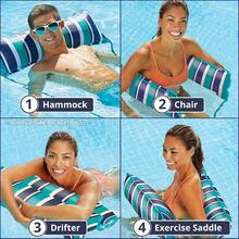 TendenciaAqua Original 4-en-1 Flotador de Piscina y Hamaca de Agua Monterey – Multiusos, Flotadores Inflables para Adultos – Material de PVC Grueso y Antiadherente Patentado, Azul Marino de Calidad Premium - Hamaca XL a rayas azulada/azul marino - Ver 2