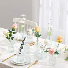 6/12PCS 现代罗马庚格家居装饰玻璃花瓶，桌面中心小花瓶装饰，迷你复古花瓶，桌面中心装饰透明花蕾花瓶