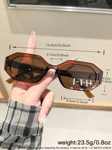 2副女士亚克力休闲小矩形时尚黑色、棕色夏季眼镜，适合Y2K配饰和夏季外出