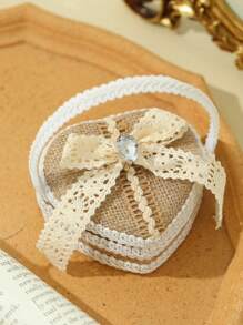 1PC New Handheld Huangma Cloth Ring Box Western Wedding Flower Girl Handheld Ring Pillow Valentine's Day Confession