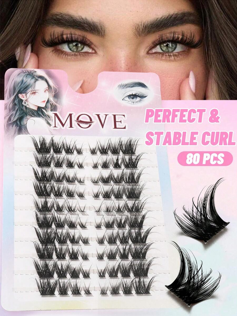 80pcs CC Curl Eyelashes Clusters Fluffy Thick DIY Eyelash Extension Clusters Eyelash Volume Eyelash Clusters Cat Eye Eyelash Clusters Fluttering Eyelash Clusters Cluster Eyelash Extensions - CC - 查看 1