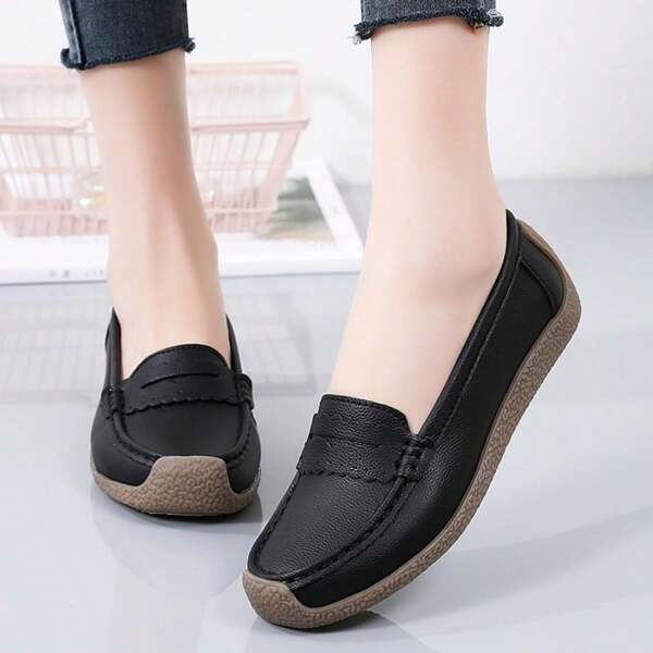 Women's Solid Color Loafers, Casual Slip-On Soft Bottom Shoes, Lightweight And Comfortable