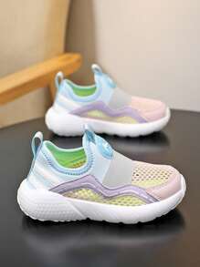 Zapatillas para niños de primavera/otoño, con diseño de malla individual ligero y con cierre deslizante, transpirable y cómoda con puntera anti-colisión, adecuada para uso diario y deportivo