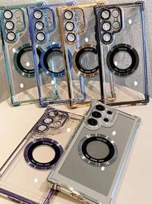 Regalo gratis (película para lente) Funda de teléfono de lujo con cojín magnético a prueba de golpes compatible con iPhone 6/7/8/X/XS/XR/11/12/13/14/15/16/16e, compatible con teléfonos S22/23/24/25/S24 FE/S25 EDGE, A04/05/06/A14/A15/A16/A24/A25/A34, para Redmi Note 7/8/9/10/11/12/13, para Redmi 9/10/12/13C, para Honor X, HW, para Realme C53 C55 resistente al agua y a los arañazos