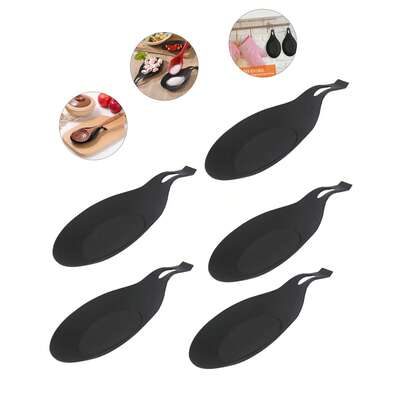 3 件大号黑色可洗勺架，耐热硅胶勺垫，多用途勺垫，餐具架厨房用具垫，易于清洁的调味盘垫，酱汁盘垫，适合家庭使用，适用于勺子、钳子、铲子、炉灶勺架，可在洗碗机中清洗，适合厨房和餐厅使用，保护餐具免受热损坏