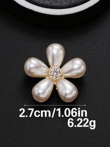 6pcs/Set Pearl Flower Rhinestone Buttons Women's Sweater Dress Buttons Cardigan Jacket Flower Decorative Buttons High-End Metal And Faux Pearl Decorative Buttons Appliques - Multicolor - View 17