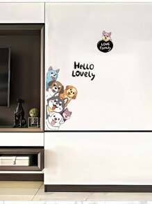 1pc Wall Stickers Cartoon Cute Puppy Stickers 23.6*14.6 Inches Waterproof Dustproof PVC Stickers Materials Removable Wear-Resistant Self-Adhesive Easy-To-Tear Stickers Suitable For Wall Decoration Bedroom Living Room Home Decoration Self-Adhesive Wall Stickers Home Decoration Make Your Life A New Look Holiday Decoration Stickers Birthday Graduation Gifts Room Decor Personalised Stickers