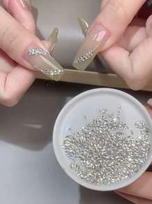 200pcs/100pcs/50pcs Mini Diamond Shaped Edged Zirconia Manicure Decorations, White & Pink Flat Bottom Sparkling Wheat Ear Nail Diamonds